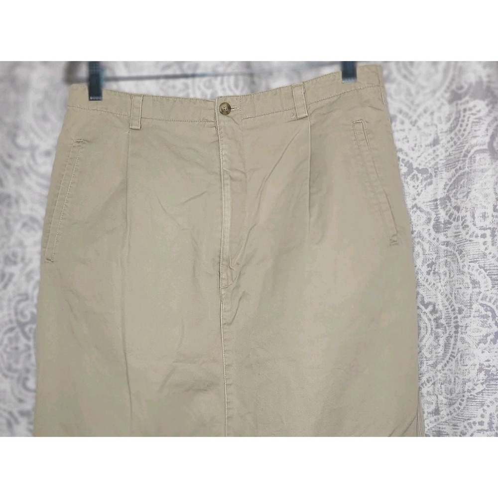 Vtg GAP Khaki Midi Skirt Womens Size 14 Beige Cotton A-Line Casual Pleated